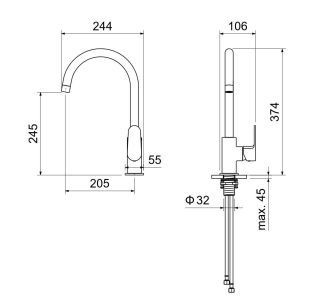 Смеситель для кухни Aquatek Оберон AQ1282BG шлифованное золото